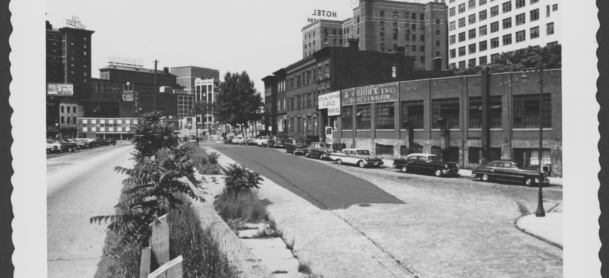 Saybrook Place looking SW from bridge over McCarter Highway is now the middle of this super block.