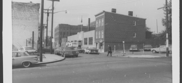 Looking SW at W side Liberty St from corner of Lafayette St