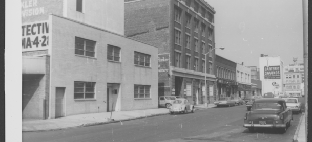 Looking SW at S side Lafayette St from corner of Mulberry St (Parker #52).